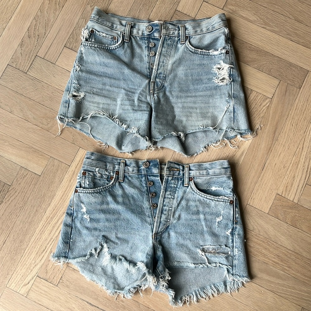 AGOLDE Parker & long bundle pair shorts distressed